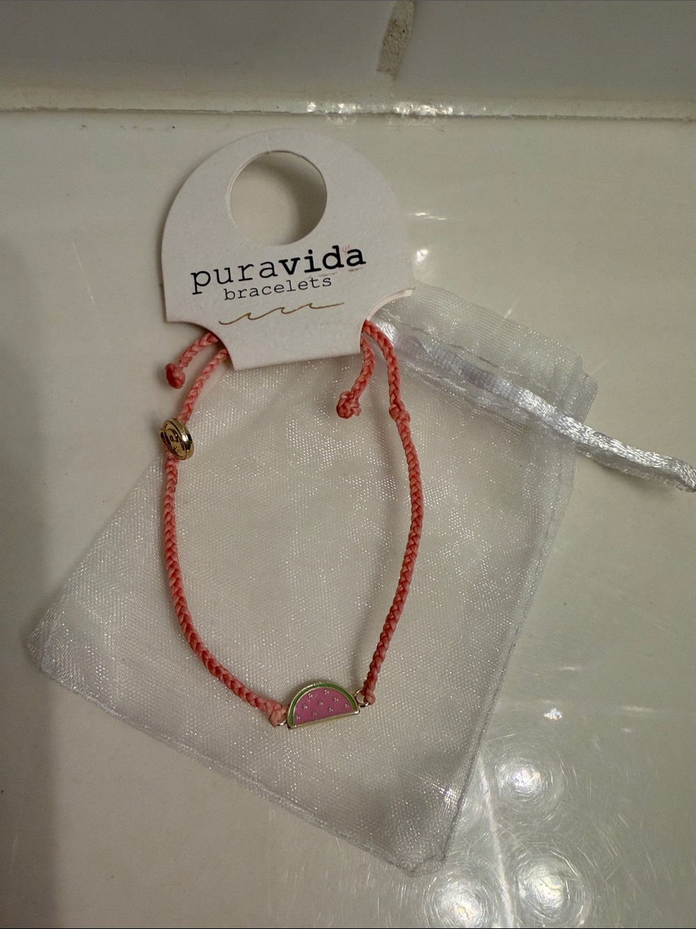 Pura Vida Pink Coral Watermelon Charm Bracelet
